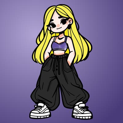 girl in crop top and baggy pants