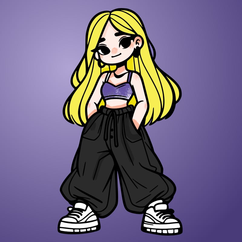 girl in crop top and baggy pants