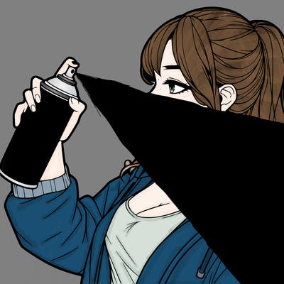 a realistic girl spray, painting