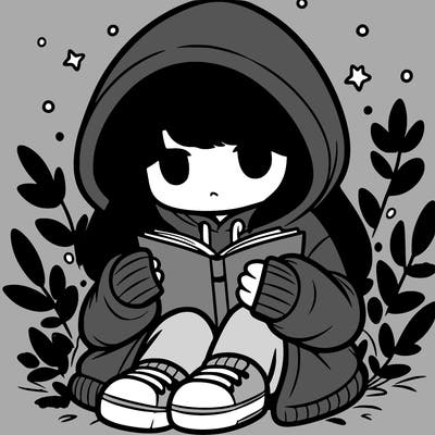 girl in oversized hoodie reading a book
