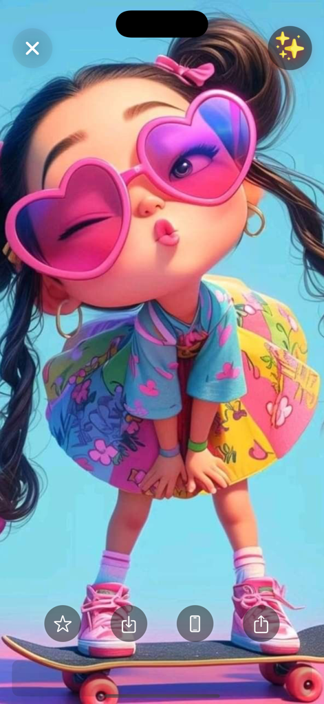 Girly Vibes Backgrounds - A cute animated girl with pink heart shaped sunglasses and bows standing on a skateboard