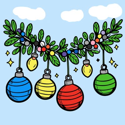 christmas garland with big bulbs