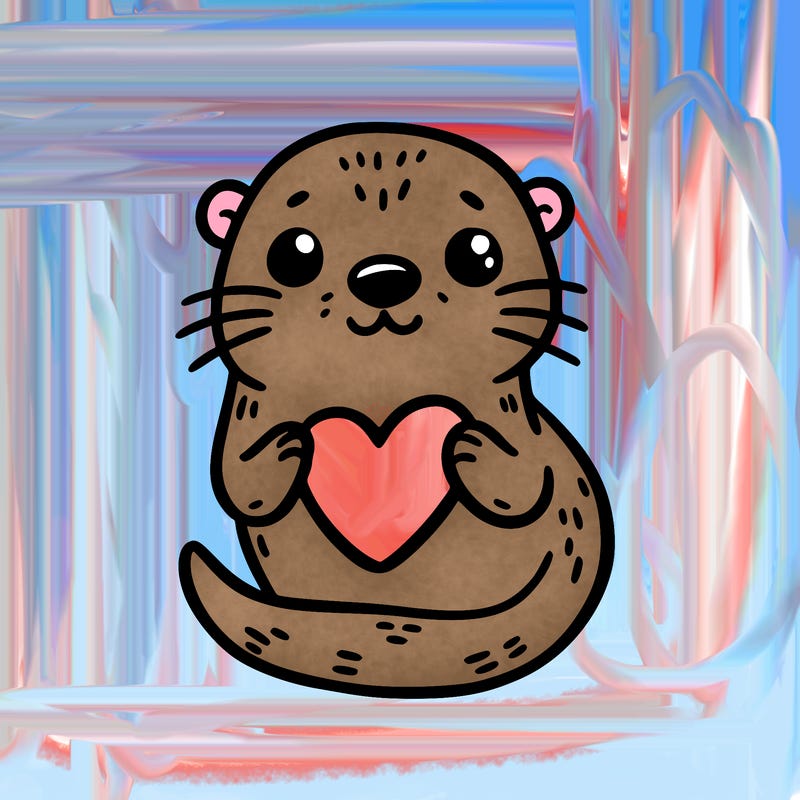 otter with a heart