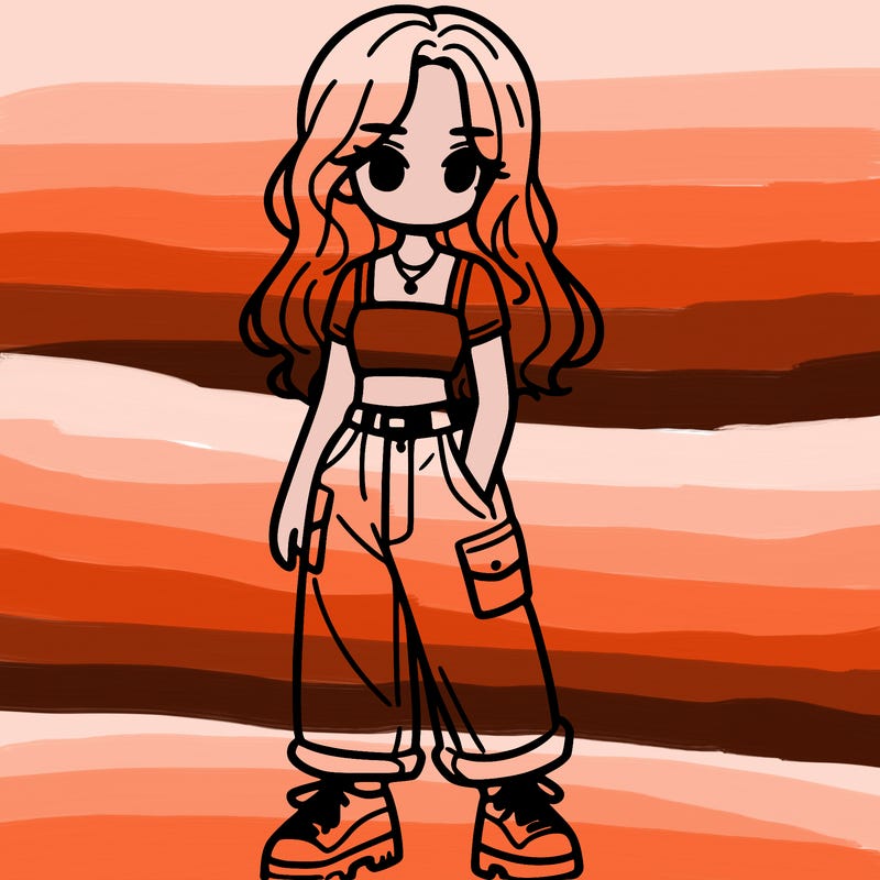 girl in crop top and baggy pants