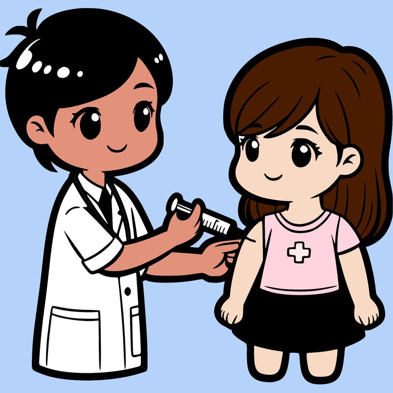 nurse giving vaccine to a girl