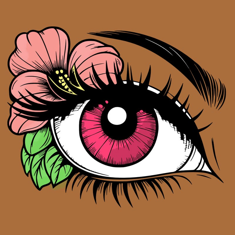 realistic eye with flower