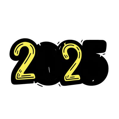 one line scrawled numbers sketch design “2025”