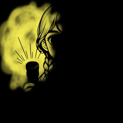 realistic girl with flashlight