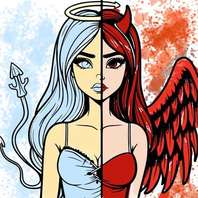 devil vs angel realistic girl