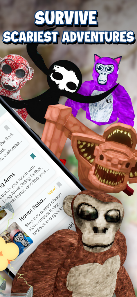 Gorilla Tag용 무서운 고릴라 스킨 및 게임 모드 표시