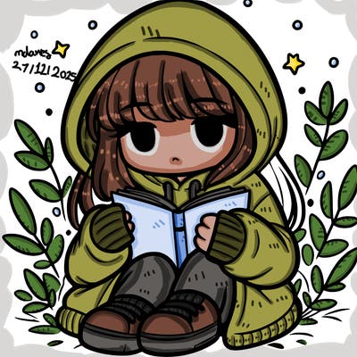 girl in oversized hoodie reading a book