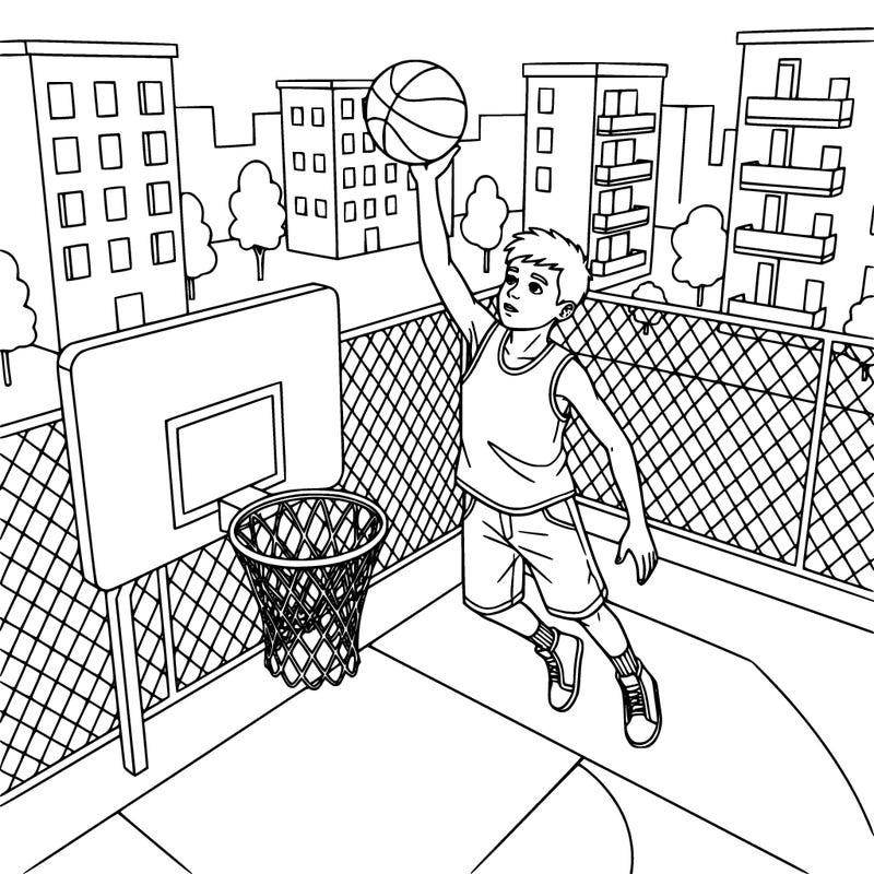 boy playing basketball