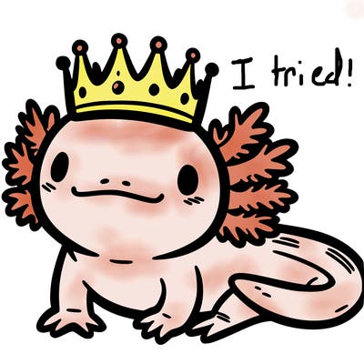 axolotl wearing crown