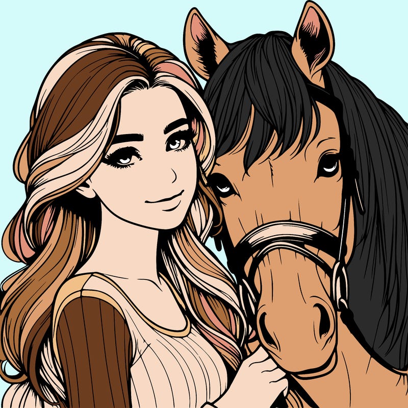 realistic girl with horse
