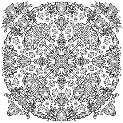 Unleash your creativity with this stunning Jaguar Autumn Mandala coloring page. This intricate design beautifully blends the power of jaguars with the rich symbolism of the fall season, offering a captivating artistic escape.