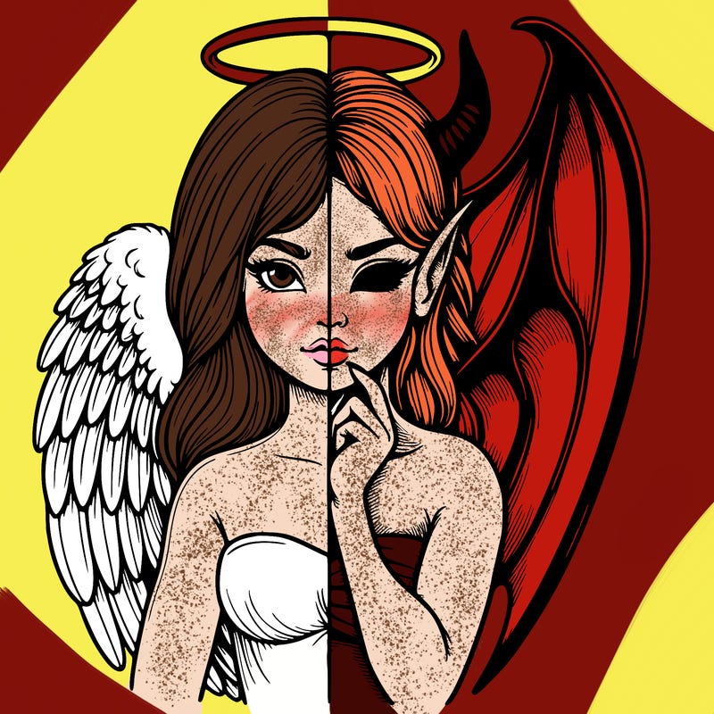 realistic angel half demon