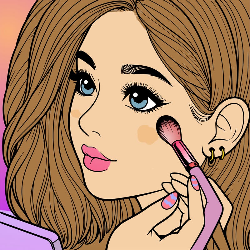 a realistic girl doing her makeup