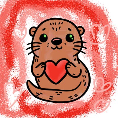otter with a heart