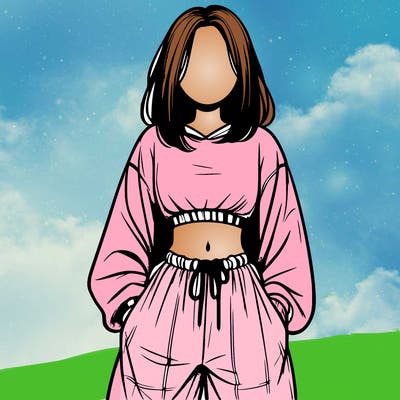 realistic girl faceless with baggy pants and a crop top