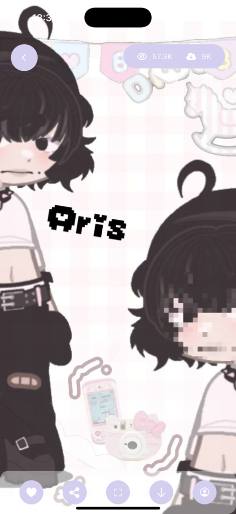 Mod Gacha Nox : Clothes Ideas - A Gacha Nox character named Aris showcasing a stylish black and white outfit idea