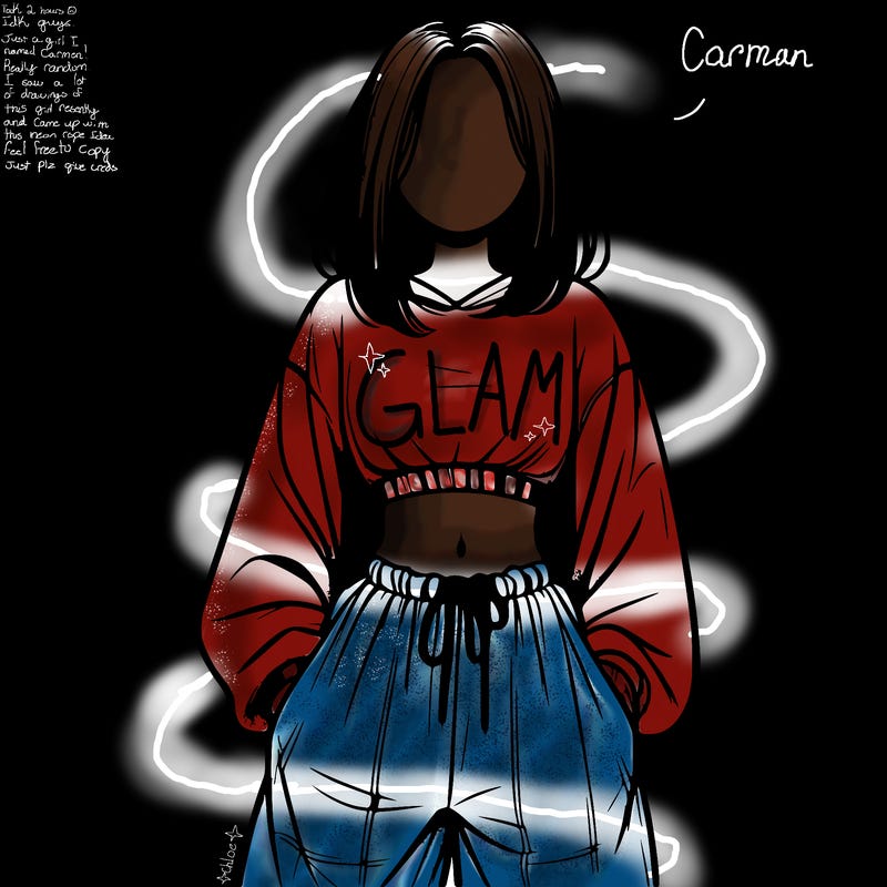 realistic girl faceless with baggy pants and a crop top