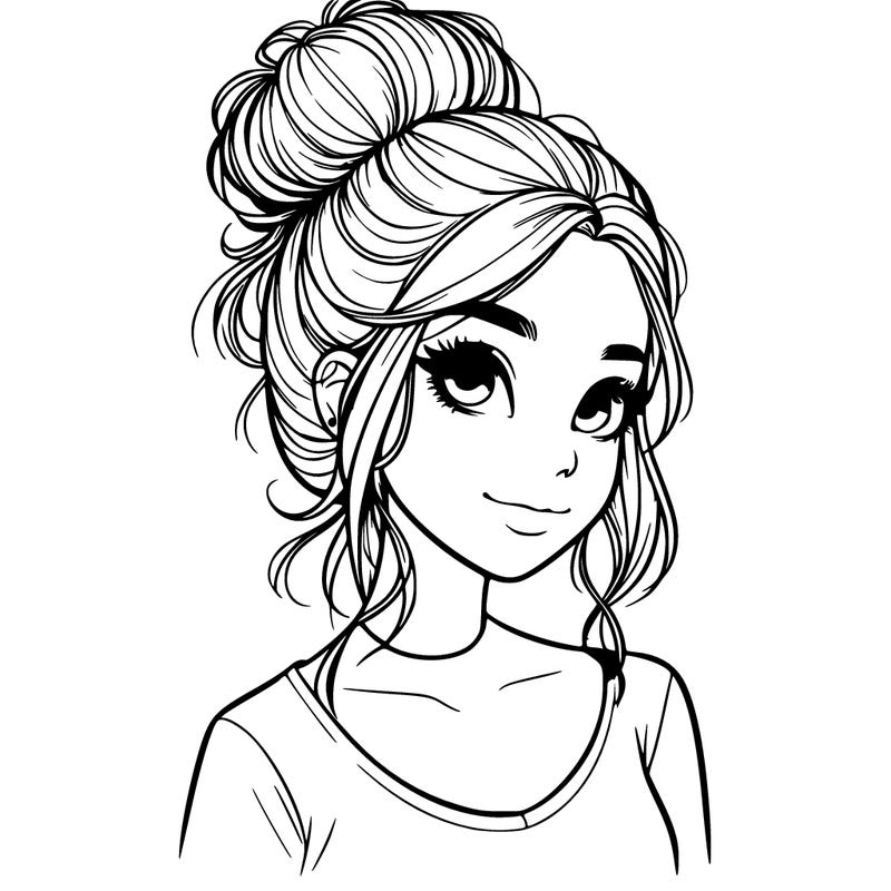 realistic girl with bun