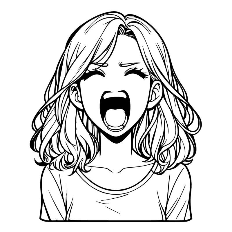 a realistic girl who is screaming
