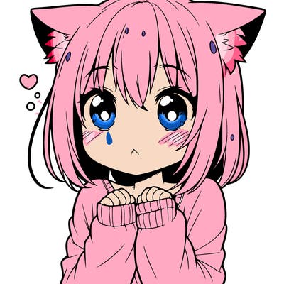 shy anime catgirl