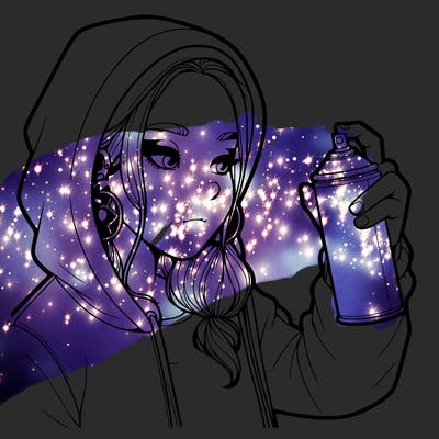 a realistic girl, spray painting