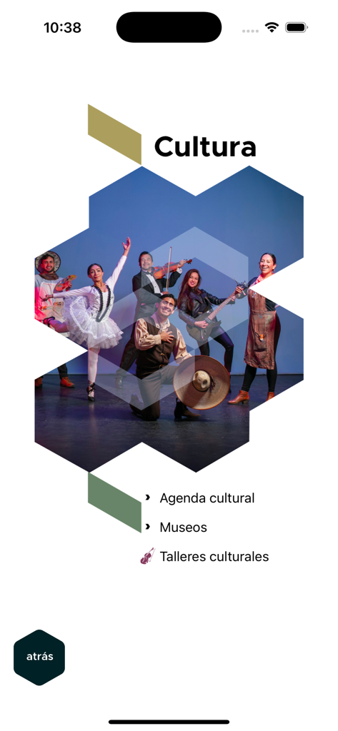 UAEMéx - UAEMex mobile app culture section menu showing arts and museums options