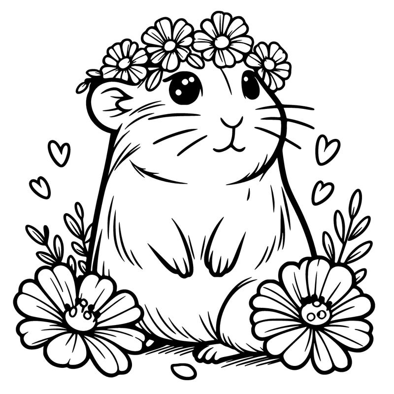 cavia with flowers