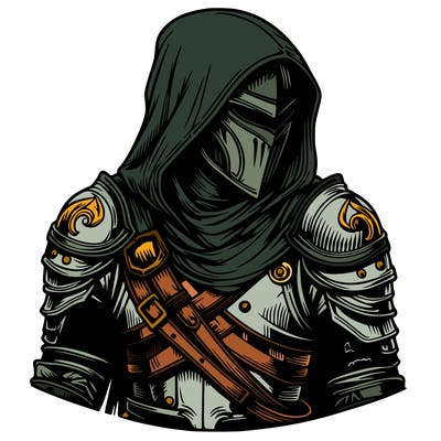 realistic warrior with armor and a hood