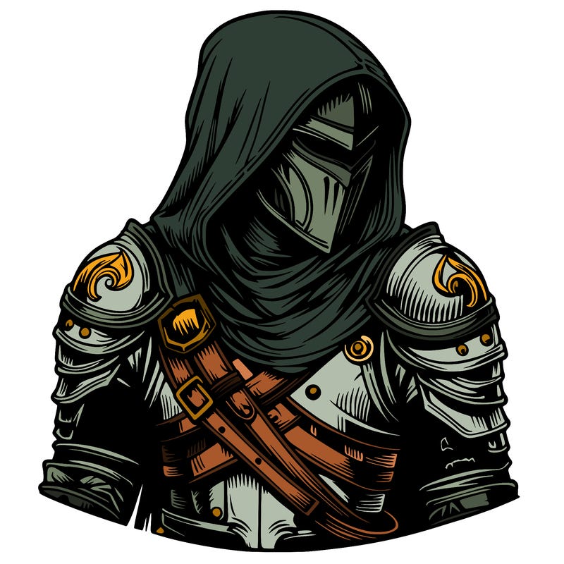 realistic warrior with armor and a hood