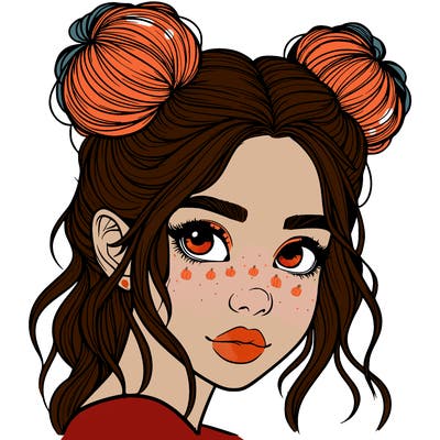 realistic girl with hair buns on her head