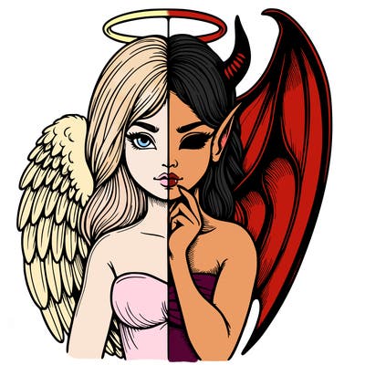 realistic angel half demon