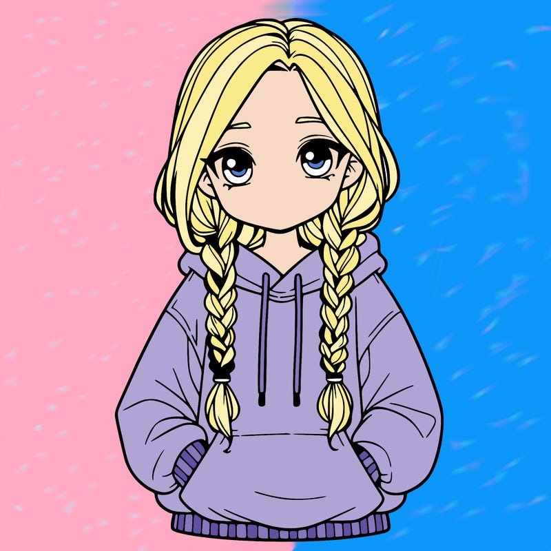 a realistic girl with a oversized hoodie and she has braids