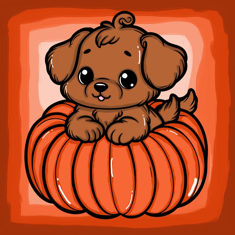 cute little puppy in a pumpkin