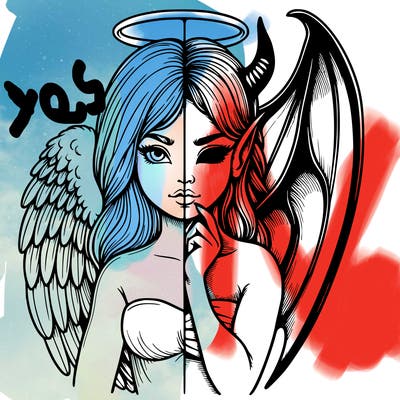 realistic angel half demon