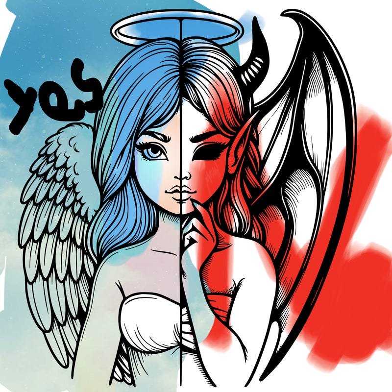 realistic angel half demon