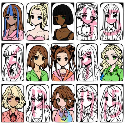 girls that look diffrent anime