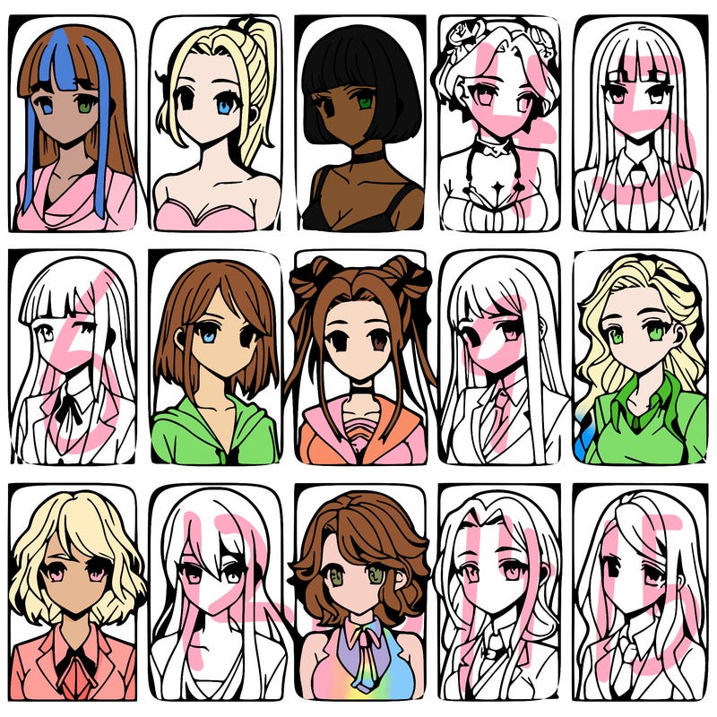 girls that look diffrent anime