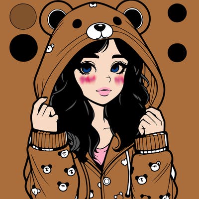 realistic girl in a animal pjs hoodie