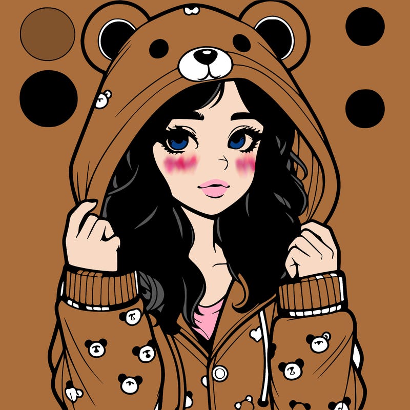 realistic girl in a animal pjs hoodie