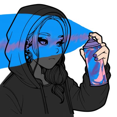 a realistic girl, spray painting