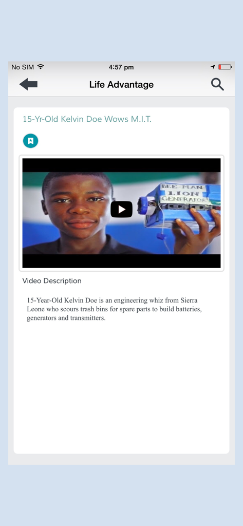 SWAdvantage - Inspirational Life Advantage video about teen engineer Kelvin Doe on the SWAdvantage app.