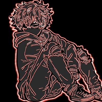 a male hoddie ripped jeans messy hair anime