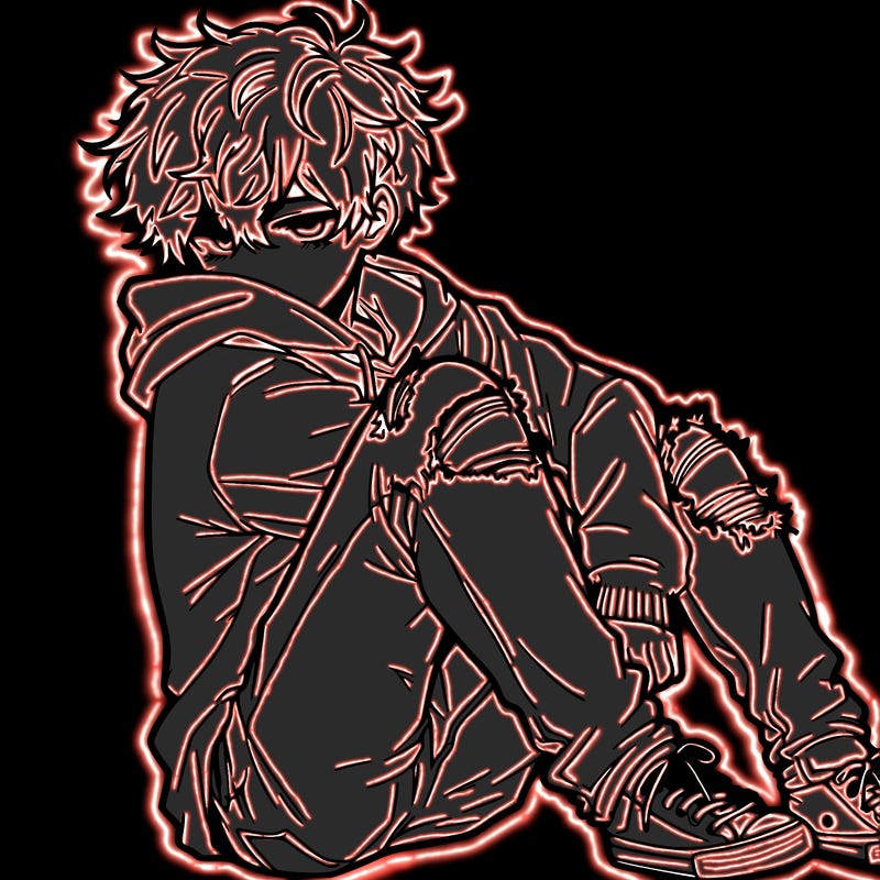 a male hoddie ripped jeans messy hair anime