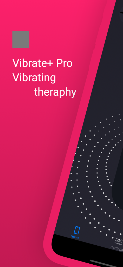 Vibrate+ Pro - Interfaz de la aplicación móvil Vibrate Plus Pro mostrando terapia de vibración y un diseño de onda minimalista