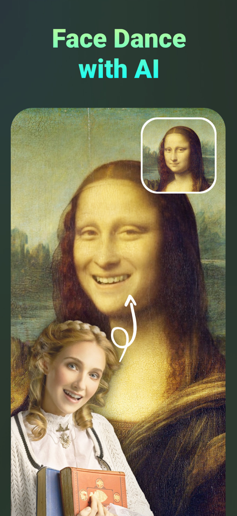 Face Dance,AI Face Swap :Lipix - AI face dance animation of the Mona Lisa smiling in the Lipix app