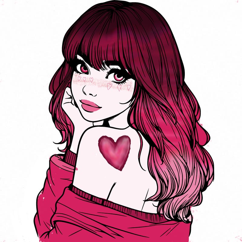 realistic girl with bangs looking over her shoulder